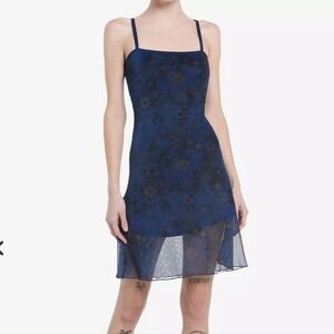 Hot Topic Cosmic Aura Celestial Ruched Cami Dress L Navy Blue Astrology Witchy